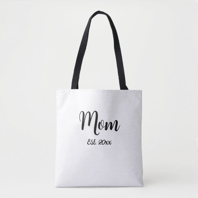 Mom Established Year New Mom Gift Tote Tygkasse (Framsida)
