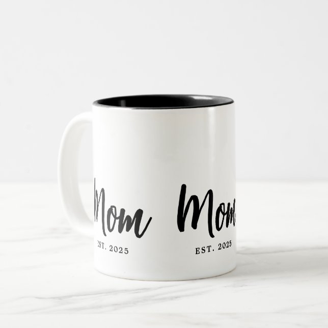 Mom Established Year New Mother Gift Två-Tonad Mugg (Framsida vänster)