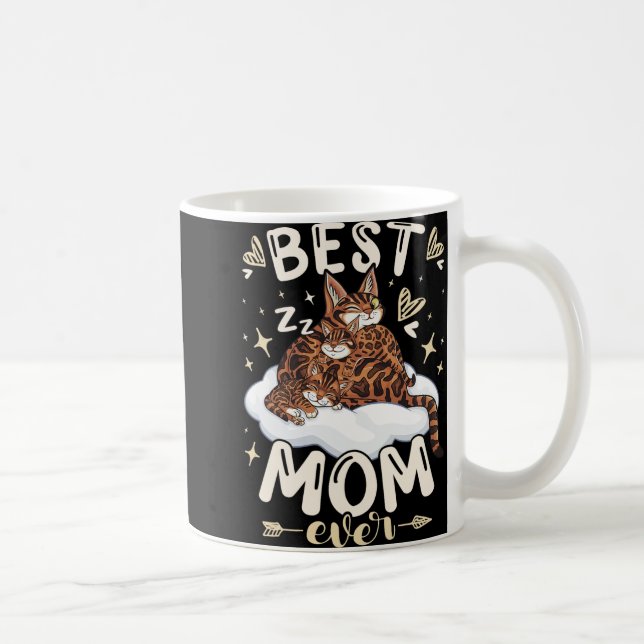Mom Ever, Bengal Cat 2 Kittens, Mother's Day, Moth Kaffemugg (Höger)