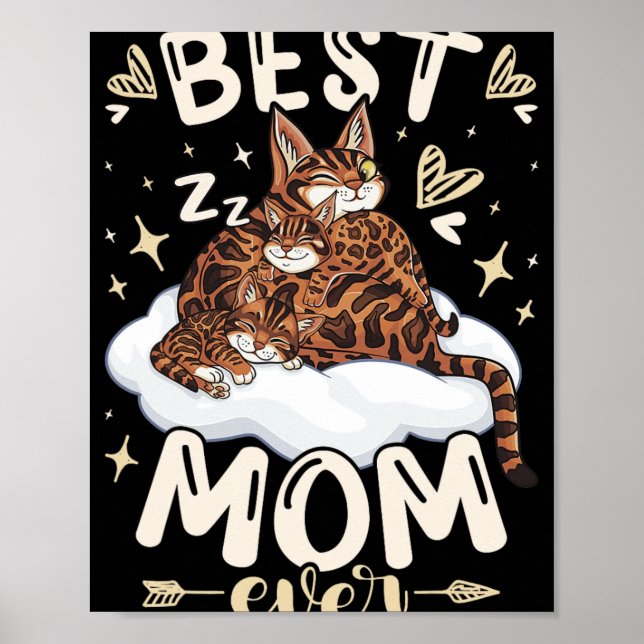 Mom Ever, Bengal Cat 2 Kittens, Mother's Day, Moth Poster (Framsidan)