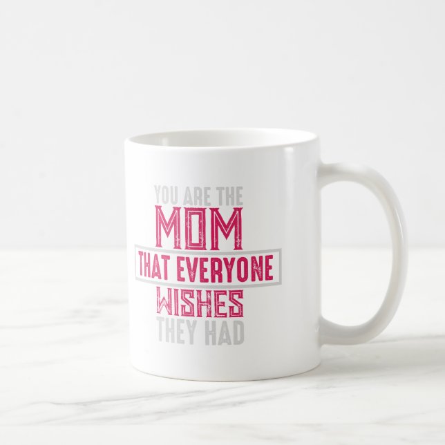 Mom Everyone Wishes Hearts Pattern Pink Typography Kaffemugg (Höger)