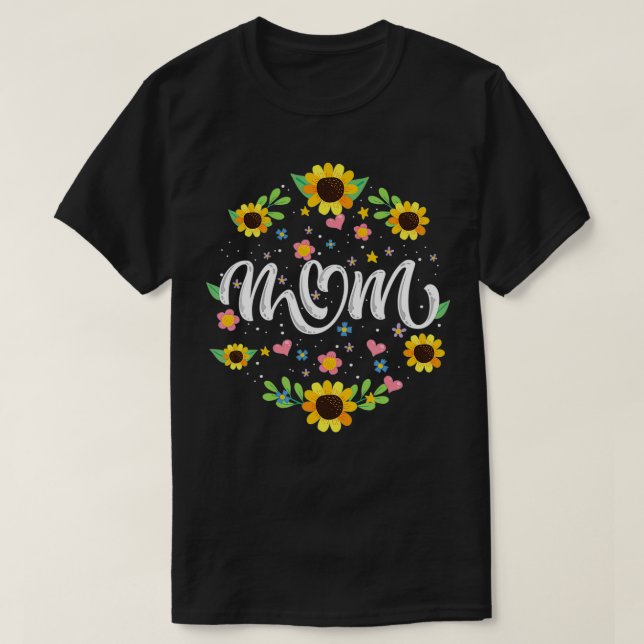 Mom Floral and Sunflower Summer Flowers  T Shirt (Design framsida)