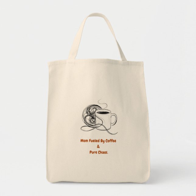 Mom Fueled By Coffee & Pure Chaos T-Shirt | Funny  Tygkasse (Framsidan)