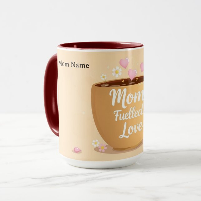 Mom Fueled By Love And Coffee | Premium Mugg (Framsida vänster)