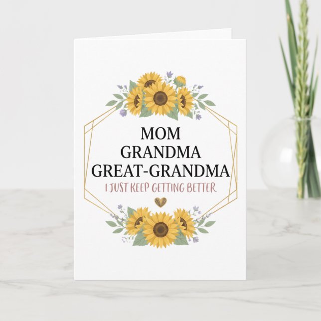 Mom Grandma Great Grandma Floral Family Pride  Kort (Framsida)