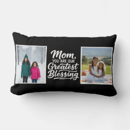 Mom Greatest Blessing 2 Custom Photo Black Lumbarkudde