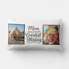 Mom Greatest Blessing 2 Photo Custom Black White Lumbarkudde