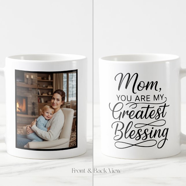 Mom Greatest Blessing Heartfelt Easy Custom Photo  Kaffemugg (Skapare uppladdad)