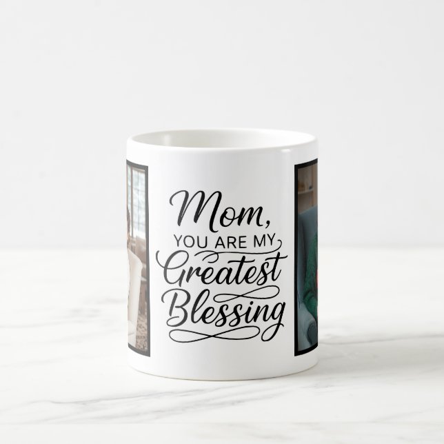 Mom Greatest Blessing Heartfelt Photo Minimalist Kaffemugg (Center)