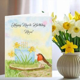 Mom Happy March Birthday Daffodils Kort