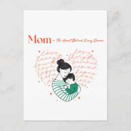 Mom Heart Love Typography Motherhood Art Helg Vykort