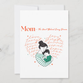 Mom Heart Love Typography Motherhood Art Julkort