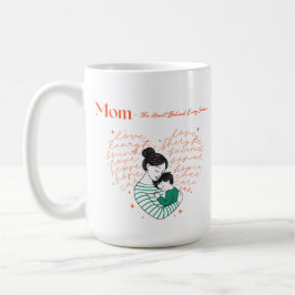 Mom Heart Love Typography Motherhood Art Kaffemugg