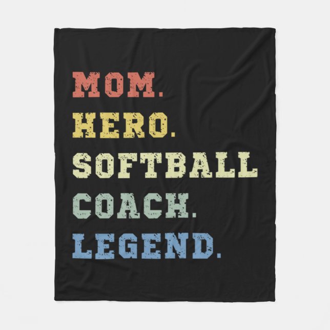 Mom hero softball coach legend fleecefilt (Framsidan)