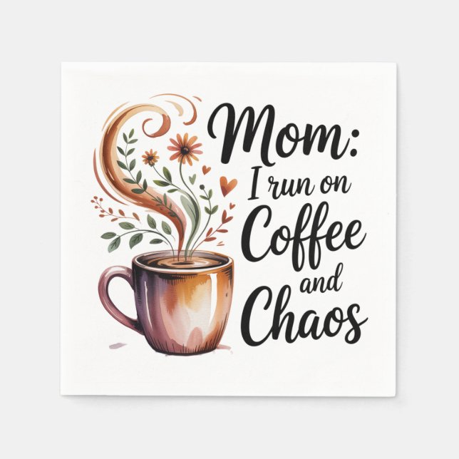 Mom I Run On Coffee And Chaos Pappersservett (Framsidan)