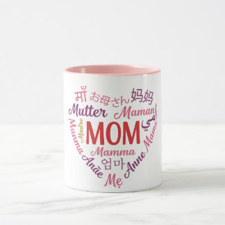 Mom in Multiple Language Heart Shaped Mother's day Mugg