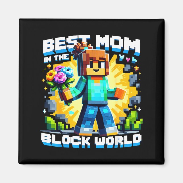 Mom in the block world pixel gaming mother day magnet (Framsidan)