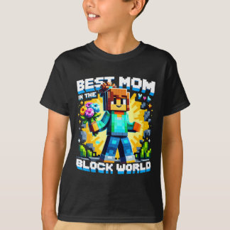 Mom in the block world pixel gaming mother day t shirt