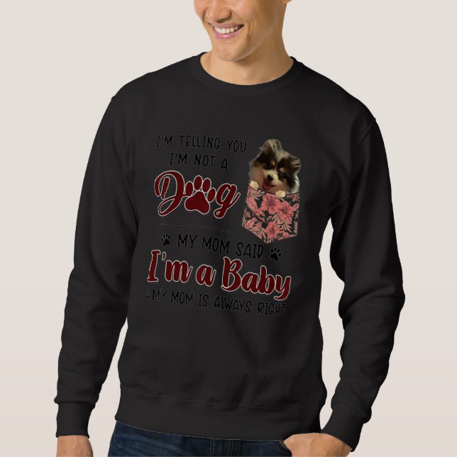 Mom Is Always Right Floral Pomeranian Dog Pocket Lång Ärmad Tröja (Framsida)