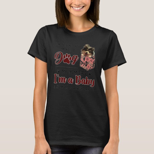 Mom Is Always Right Floral Pomeranian Dog Pocket T Shirt (Framsida)