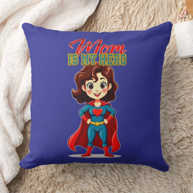 Mom Is My Hero – Cute Supermom Character Kudde (Filt)