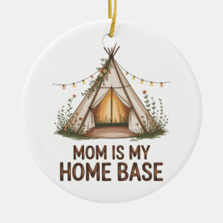 Mom Is My Home Base Julgransprydnad Keramik