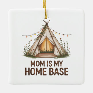 Mom Is My Home Base Julgransprydnad Keramik