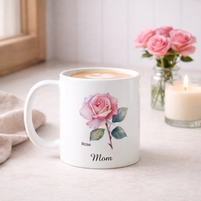 Mom June Birth Flower Rose Kaffemugg (Skapare uppladdad)