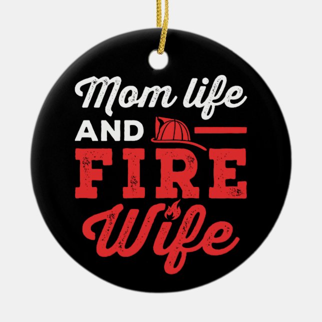 Mom Life and Fire Wife Julgransprydnad Keramik (Framsidan)