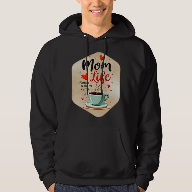 Mom Life Coffee Time – Minimal Design Hoodie (Framsida)