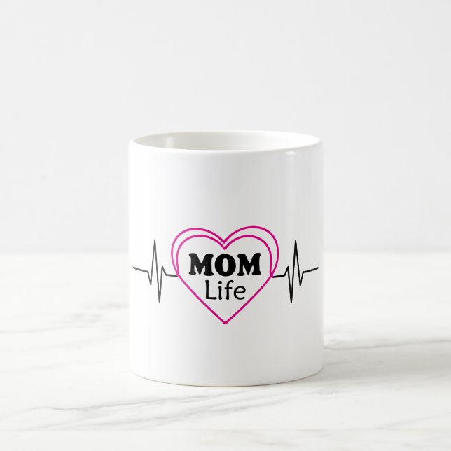 Mom Life Heartbeat Artwork Kaffemugg (Center)