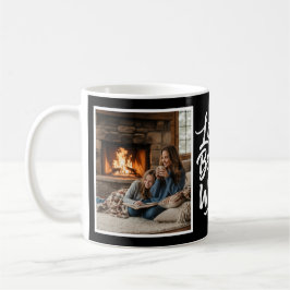 Mom Loved Beyond Words Custom 2 Photo Black Kaffemugg