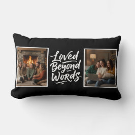 Mom Loved Beyond Words Custom 2 Photo Black Lumbarkudde