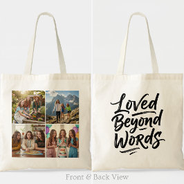 Mom Loved Beyond Words Custom 4 Photo Tygkasse