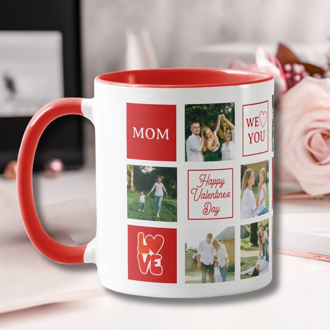Mom Messages Custom Photo Collage Valentine's Day Mugg (Mom Messages Custom Photo Collage Valentine's Day Mug
)