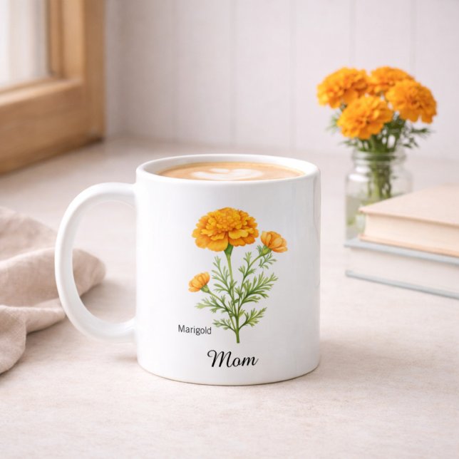 Mom October Birth Flower Marigold Kaffemugg (Skapare uppladdad)