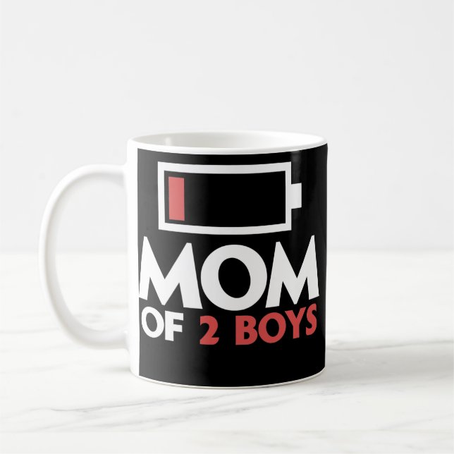 Mom of 2 Boys Tired Mother with two Sons Low Kaffemugg (Vänster)
