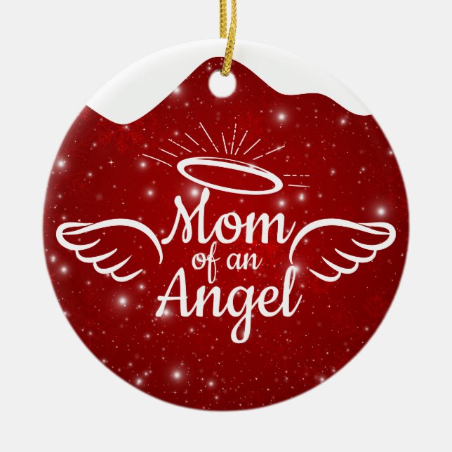 Mom of an Angel Golden Christian Christmas 👼🏻 🎄 Julgransprydnad Keramik (Framsidan)