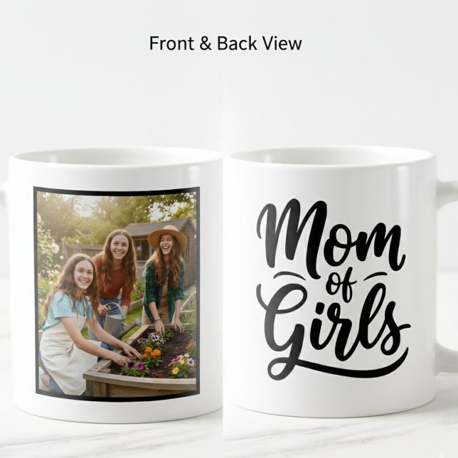 Mom of Girls Brush Script 1 Custom Photo Kaffemugg (Skapare uppladdad)