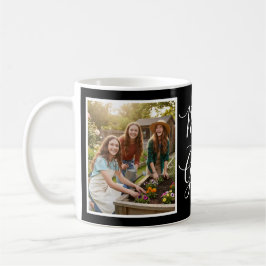 Mom of Girls Elegant Modern Script 2 Photo Black Kaffemugg