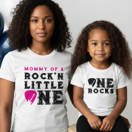 Mom of Rock'n Little One Guitar Pick 1st Birthday T Shirt