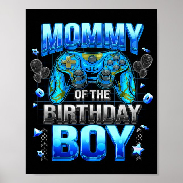 Mom Of The Birthday Boy Cool Gamer Funny Video Gam Poster (Framsidan)
