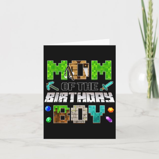 Mom Of The Birthday Boy Funny Gaming Birthday Xel  Kort (Framsida)