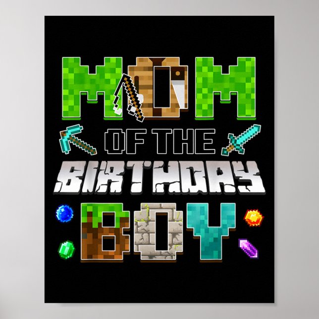 Mom Of The Birthday Boy Funny Gaming Birthday Xel  Poster (Framsidan)