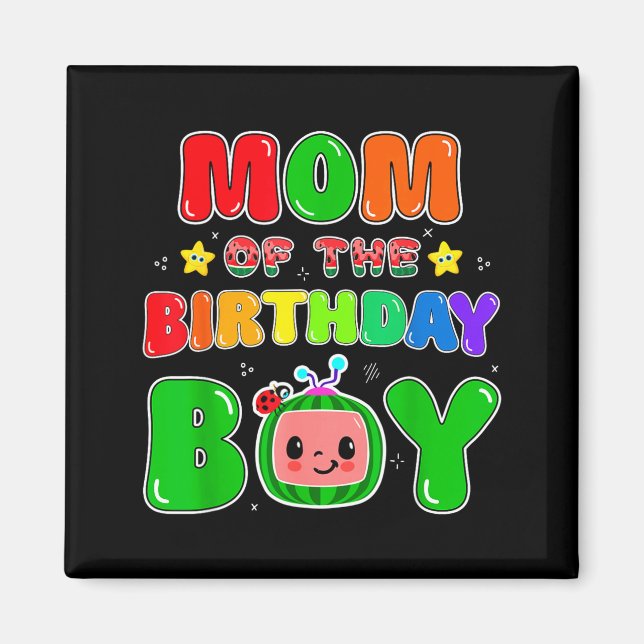 Mom Of The Birthday Boy Funny Melon Family Party M Magnet (Framsidan)