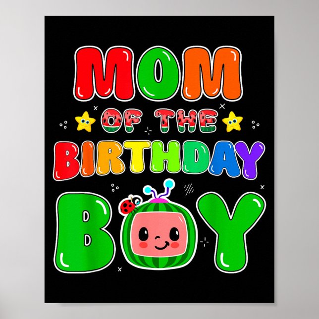 Mom Of The Birthday Boy Funny Melon Family Party M Poster (Framsidan)