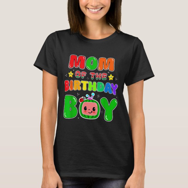 Mom Of The Birthday Boy Funny Melon Family Party M T Shirt (Framsida)