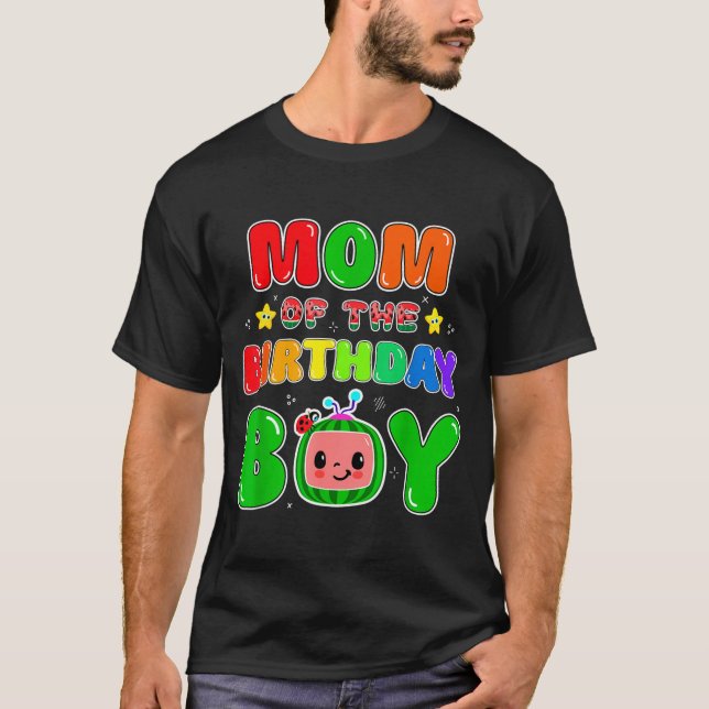 Mom Of The Birthday Boy Funny Melon Family Party M T Shirt (Framsida)