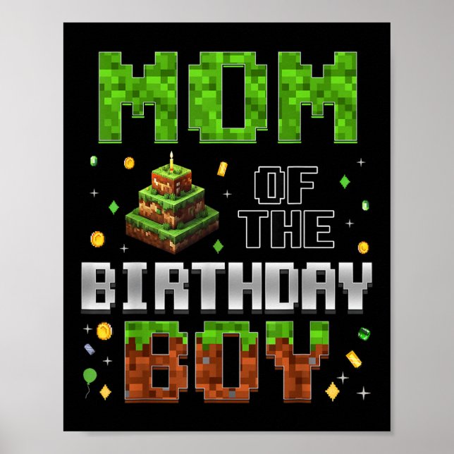 Mom Of The Birthday Boy Matching Family Birthday P Poster (Framsidan)