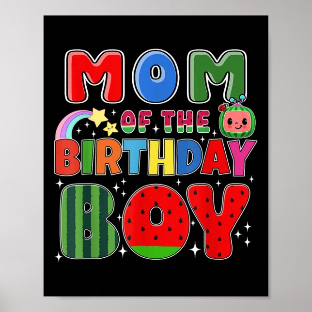 Mom Of The Birthday Boy Melon Family Matching Funn Poster (Framsidan)